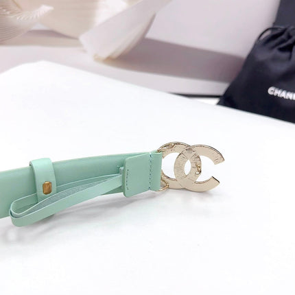 CC 30MM BELT IN GREEN MINT CALFSKIN METAL HARDWARE