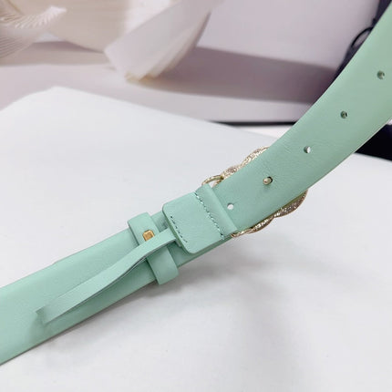 CC 30MM BELT IN GREEN MINT CALFSKIN METAL HARDWARE