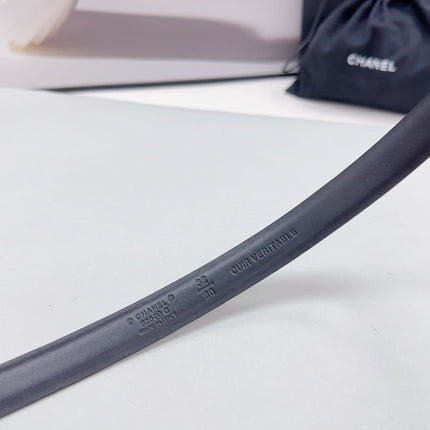 CC BELT 20 MM IN SILVER MIX BLACK CALFSKIN SILVER HARDWARE