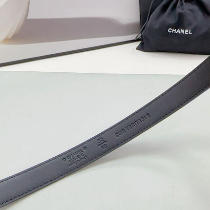 CC BELT 20 MM IN BLACK CALFSKIN GOLD HARDWARE