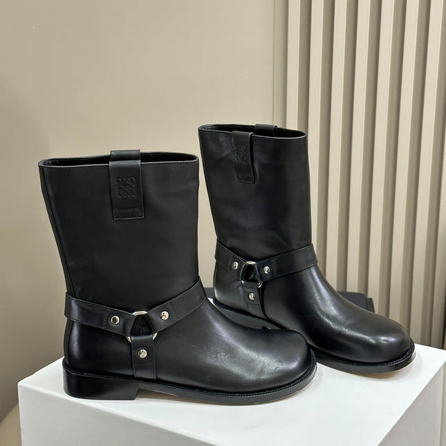 LW CAMPO BIKER BOOT BLACK CALFSKIN