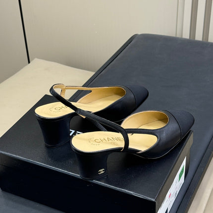 CC CLASSIC SLINGBACK BLACK BEIGE GOATSKIN BLACK GROSGRAIN
