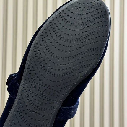ALAIA 25S BALLET FLATS IN DARK BLUE VELVET