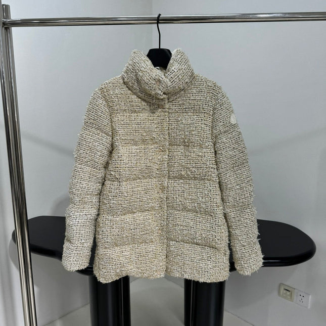 MONCLER 25S COCHELLE TWEED MID-LENGTH DOWN JACKET 202
