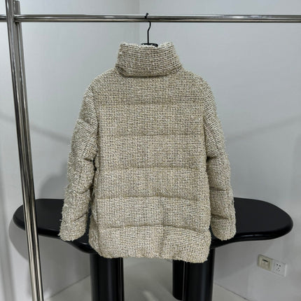 MONCLER 25S COCHELLE TWEED MID-LENGTH DOWN JACKET 202