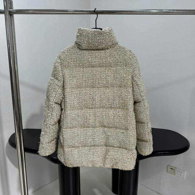 MONCLER 25S COCHELLE TWEED MID-LENGTH DOWN JACKET 202