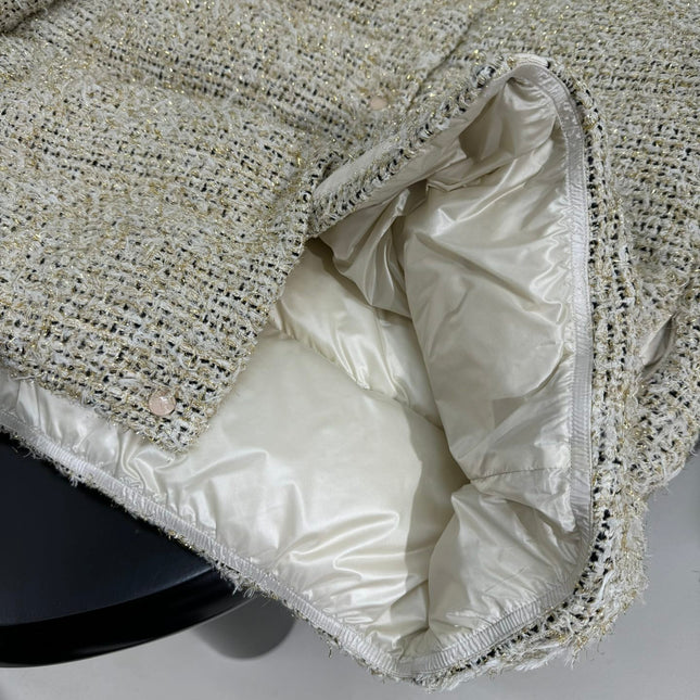 MONCLER 25S COCHELLE TWEED MID-LENGTH DOWN JACKET 202