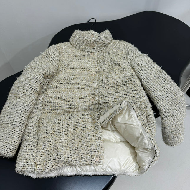 MONCLER 25S COCHELLE TWEED MID-LENGTH DOWN JACKET 202