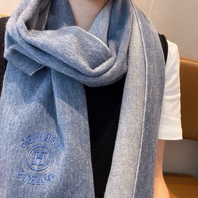 RECTO-VERSO MUFFLER 190 AEGEAN BLUE CASHMERE