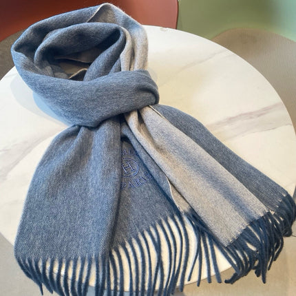 RECTO-VERSO MUFFLER 190 AEGEAN BLUE CASHMERE