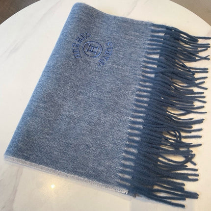 RECTO-VERSO MUFFLER 190 AEGEAN BLUE CASHMERE
