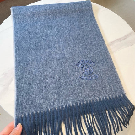 RECTO-VERSO MUFFLER 190 AEGEAN BLUE CASHMERE