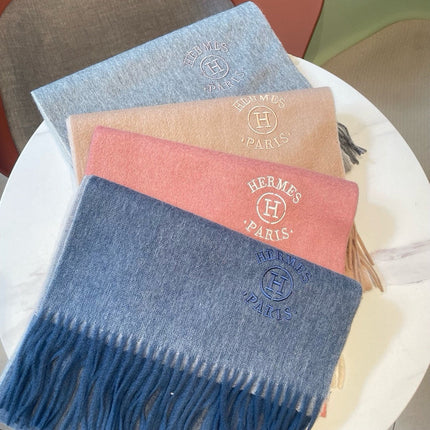 RECTO-VERSO MUFFLER 190 AEGEAN BLUE CASHMERE