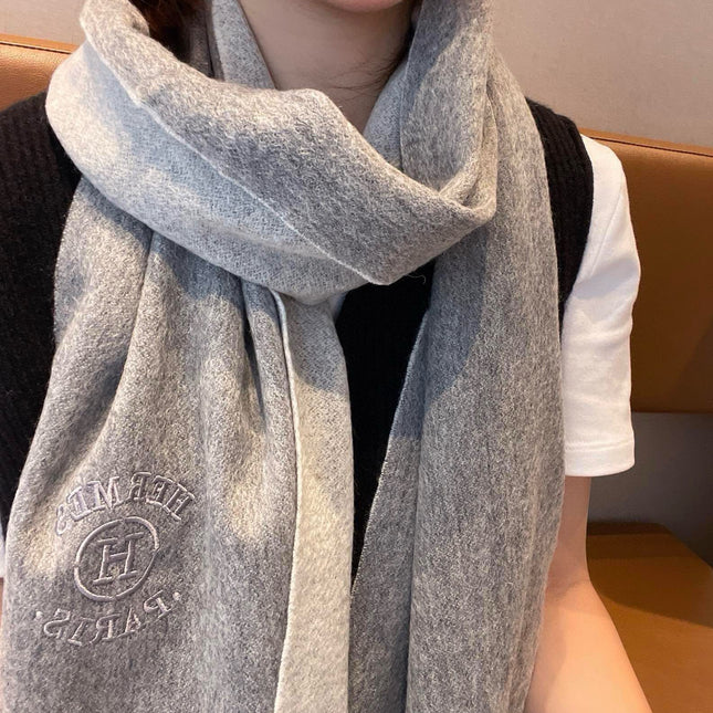 RECTO-VERSO MUFFLER 190 DOVE GREY CASHMERE