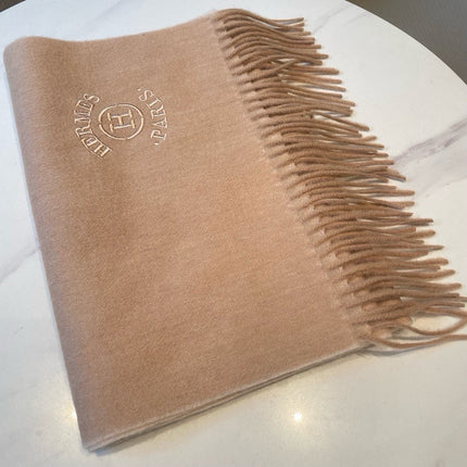 RECTO-VERSO MUFFLER 190 TAN BROWN CASHMERE
