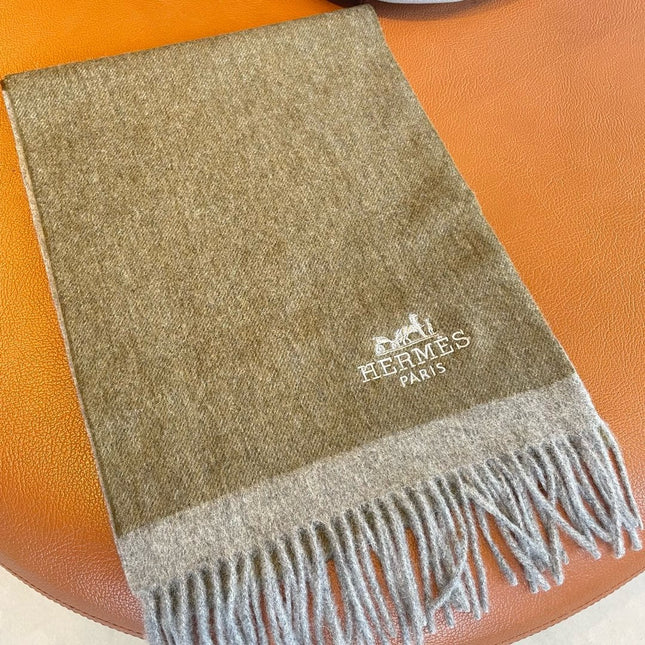CASHMERE SCARF 180 CM ECRU BROWN