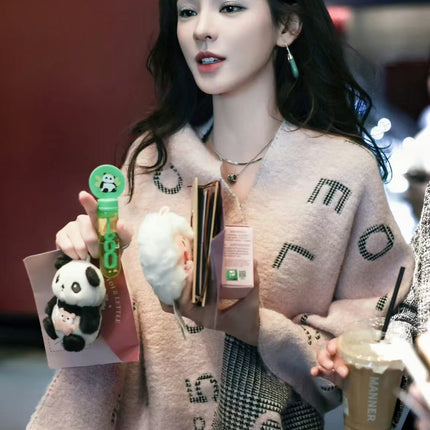 SCARF 194 CM IN LIGHT PINK MIX BLACK CASHMERE 390060