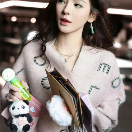 SCARF 194 CM IN LIGHT PINK MIX BLACK CASHMERE 390060