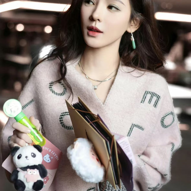 SCARF 194 CM IN LIGHT PINK MIX BLACK CASHMERE 390060