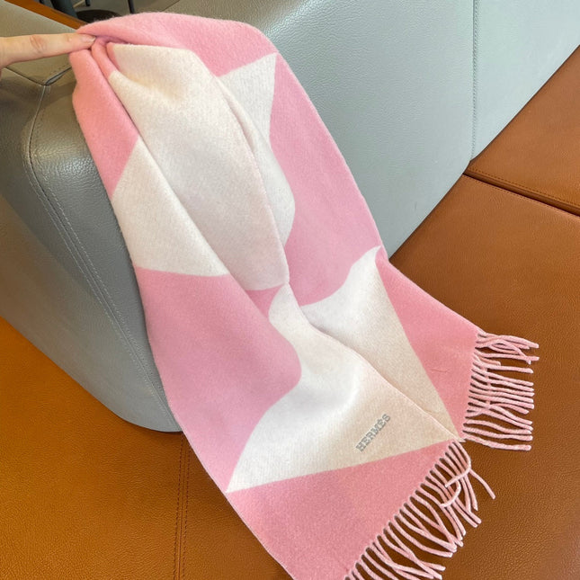 SCARF 150 CM IN BABY PINK MIX WHITE CASHMERE