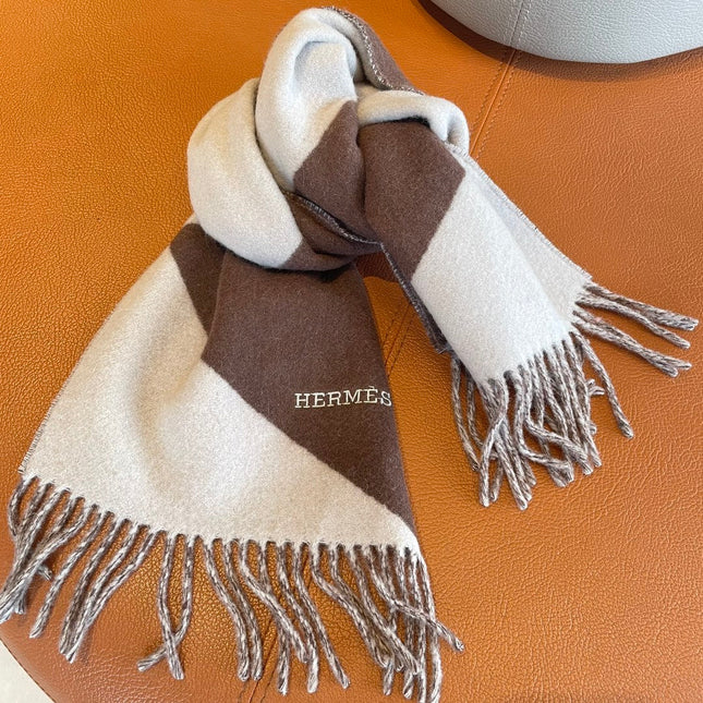 SCARF 150 CM IN CHOCOLATE BROWN MIX WHITE CASHMERE