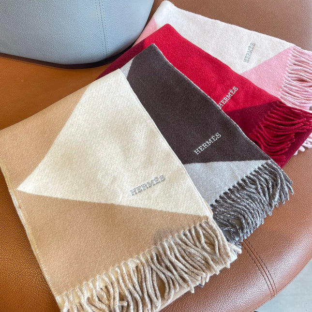 SCARF 150 CM IN LIGHT BROWN MIX WHITE CASHMERE