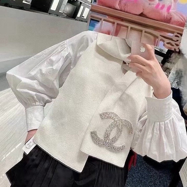 SCARF 180 CM IN WHITE CASHMERE WITH RHINSTONES 393227