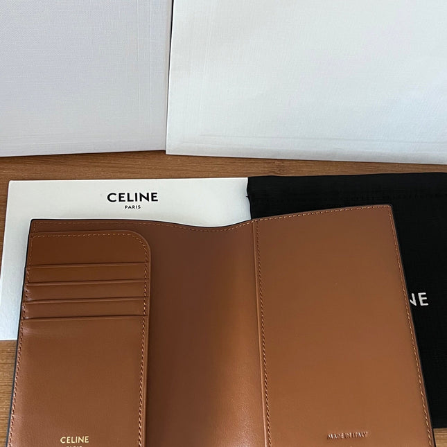 CELINE 25S PASSPORT HOLDER WITH LOGO PRINT 13 IN CALFSKIN