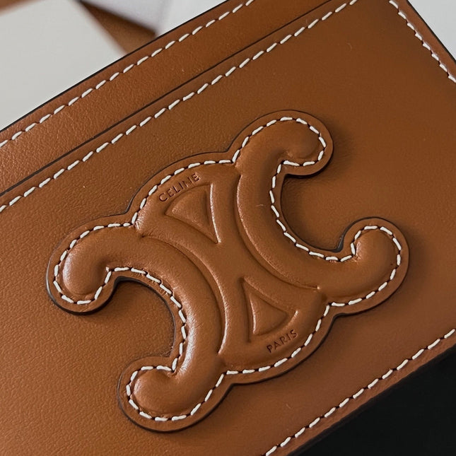 CELINE 25S CARD HOLDER CUIR TRIOMPHE 11 IN BROWN SHINY CALFSKIN