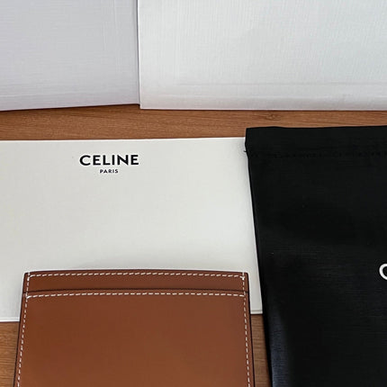 CELINE 25S CARD HOLDER CUIR TRIOMPHE 11 IN BROWN SHINY CALFSKIN