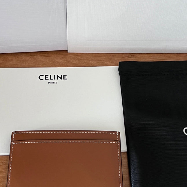 CELINE 25S CARD HOLDER CUIR TRIOMPHE 11 IN BROWN SHINY CALFSKIN