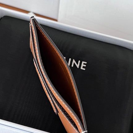 CELINE 25S CARD HOLDER CUIR TRIOMPHE 11 IN BROWN SHINY CALFSKIN