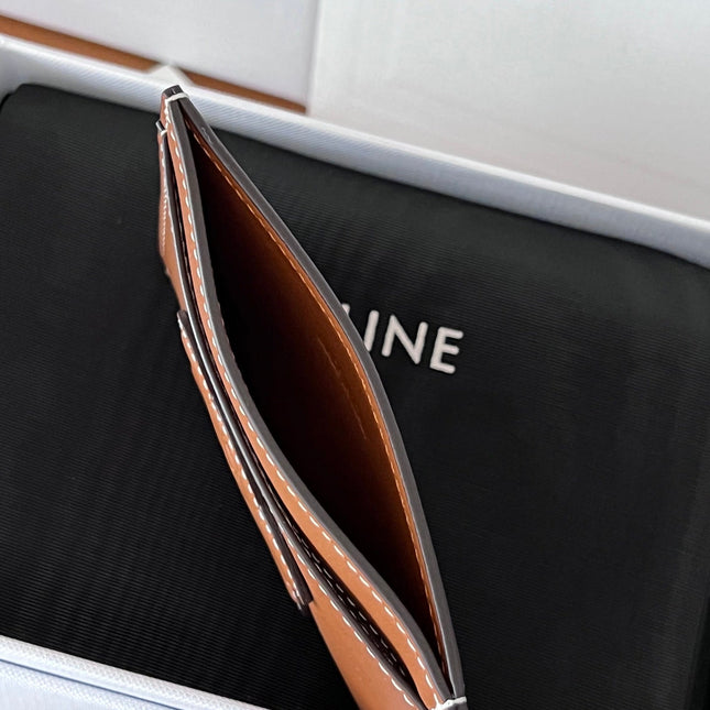 CELINE 25S CARD HOLDER CUIR TRIOMPHE 11 IN BROWN SHINY CALFSKIN