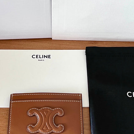 CELINE 25S CARD HOLDER CUIR TRIOMPHE 11 IN BROWN SHINY CALFSKIN