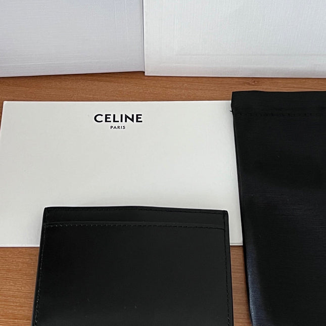 CELINE 25S CARD HOLDER CUIR TRIOMPHE 11 IN BLACK SHINY CALFSKIN