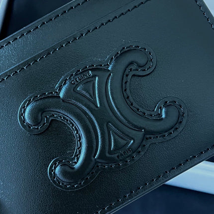 CELINE 25S CARD HOLDER CUIR TRIOMPHE 11 IN BLACK SHINY CALFSKIN
