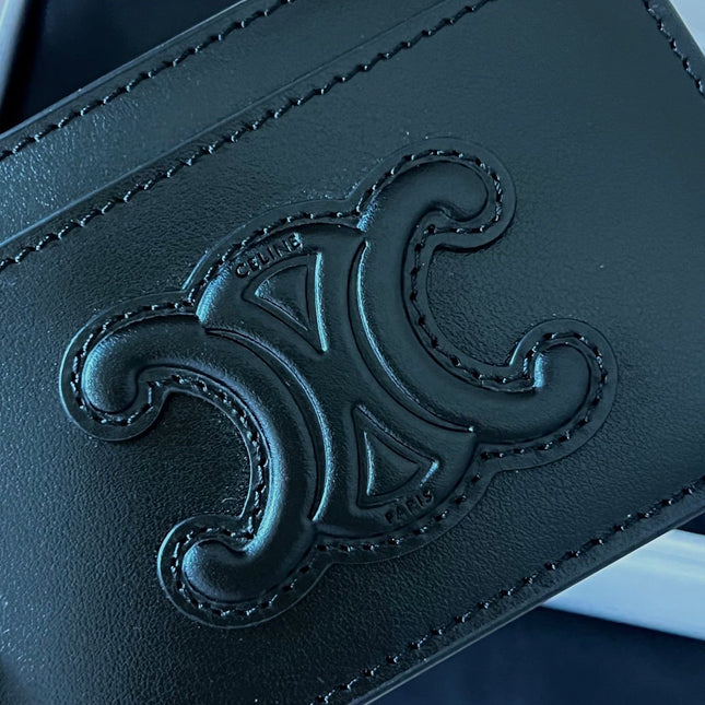 CELINE 25S CARD HOLDER CUIR TRIOMPHE 11 IN BLACK SHINY CALFSKIN
