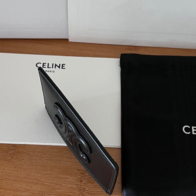 CELINE 25S CARD HOLDER CUIR TRIOMPHE 11 IN BLACK SHINY CALFSKIN