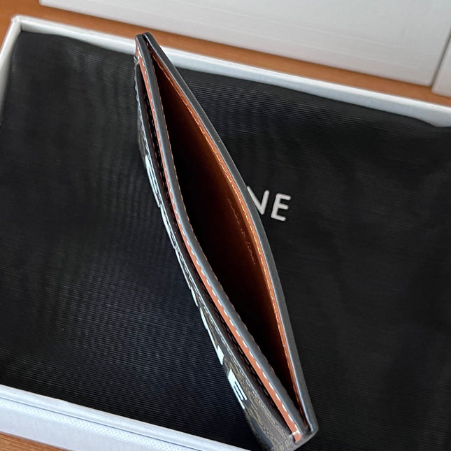 CELINE 25S CARD HOLDER 10 IN BROWN TRIOMPHE CANVAS WITH CELINE PRINT