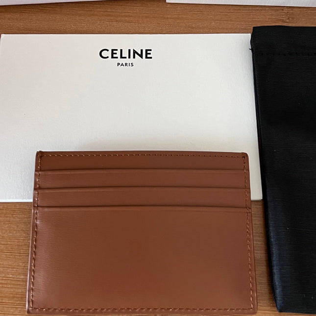 CELINE 25S CARD HOLDER WITH TRIOMPHE LOGO 11 IN DARK BROWN CALFSKIN