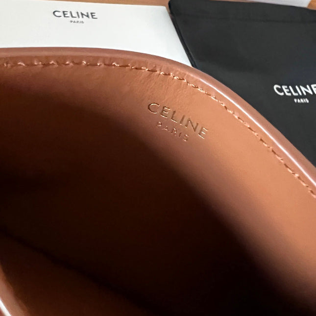 CELINE 25S CARD HOLDER WITH TRIOMPHE LOGO 11 IN DARK BROWN CALFSKIN