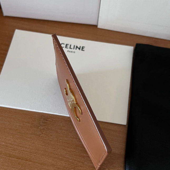 CELINE 25S CARD HOLDER WITH TRIOMPHE LOGO 11 IN DARK BROWN CALFSKIN
