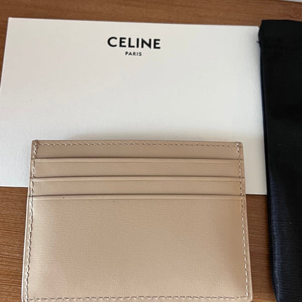 CELINE 25S CARD HOLDER WITH TRIOMPHE LOGO 11 IN NUDE CALFSKIN