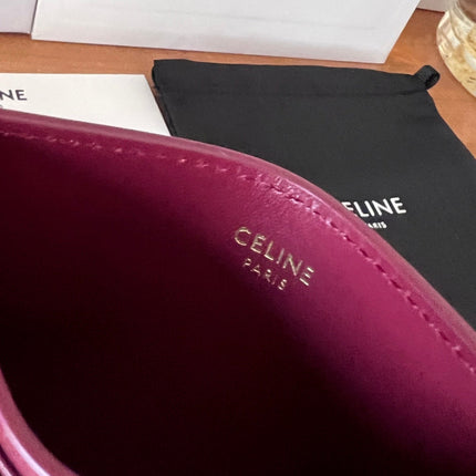 CELINE 25S CARD HOLDER WITH TRIOMPHE LOGO 11 IN OXBLOOD CALFSKIN