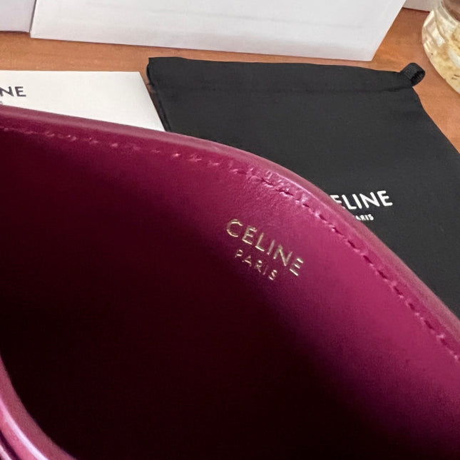 CELINE 25S CARD HOLDER WITH TRIOMPHE LOGO 11 IN OXBLOOD CALFSKIN