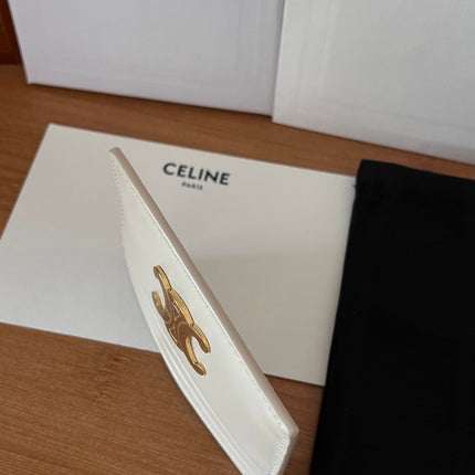 CELINE 25S CARD HOLDER WITH TRIOMPHE LOGO 11 IN IVORY CALFSKIN