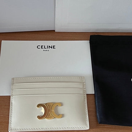 CELINE 25S CARD HOLDER WITH TRIOMPHE LOGO 11 IN IVORY CALFSKIN