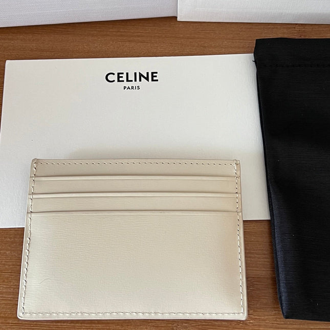 CELINE 25S CARD HOLDER WITH TRIOMPHE LOGO 11 IN IVORY CALFSKIN
