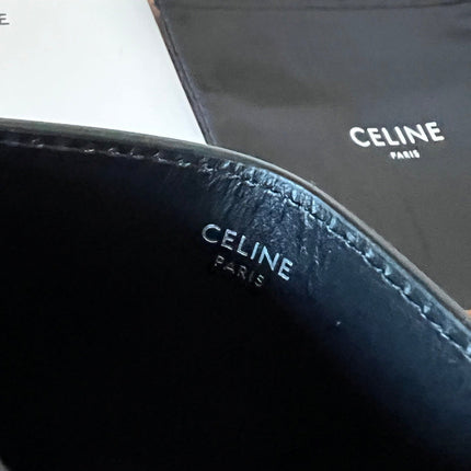 CELINE 25S CARD HOLDER WITH TRIOMPHE LOGO 11 IN BLACK GLOSSY CALFSKIN