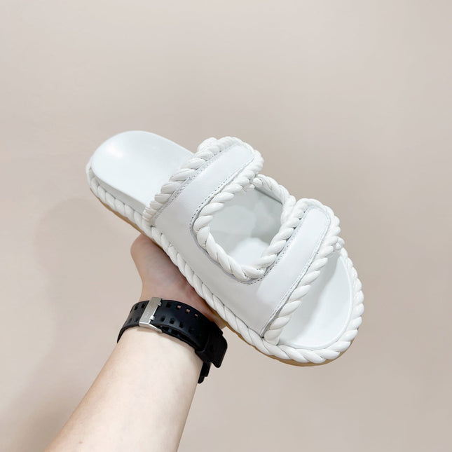 REFINED DAD SANDAL IN WHITE LAMBSKIN MULE